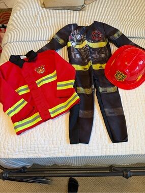 Kids Firefighter Costume Set - Red Jacket, Black Suit & Red Helmet